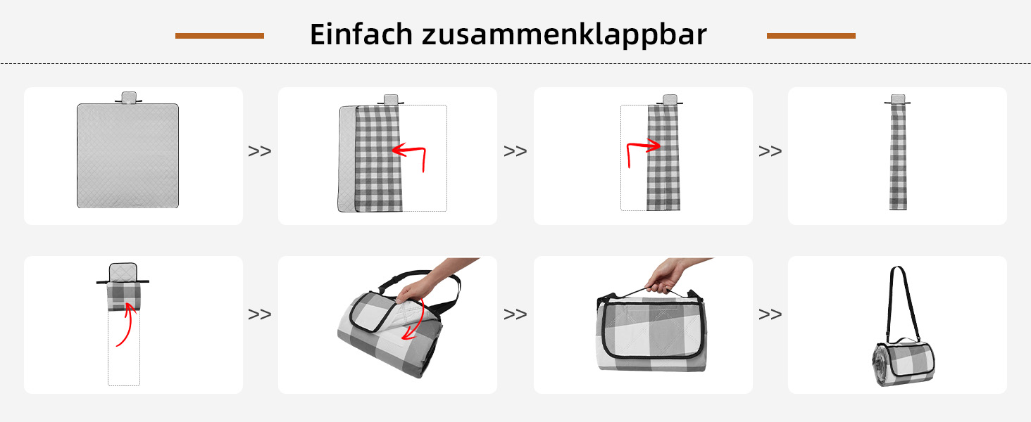 Плед для пікніка HAUSPROFI 200x200 см, водонепроникний, ізольований - великий плед для пікніка, пляжу, саду, кемпінгу. Бавовняний, з ручкою та кілочками, сіро-білий в клітинку