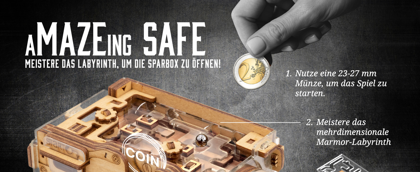 3D головоломка iDventure Amazeing Safe – дерев'яна скринька-скарбничка, сейф-лабіринт, подарункова квест-скриня для грошей, escape room для дорослих, чоловічий подарунок