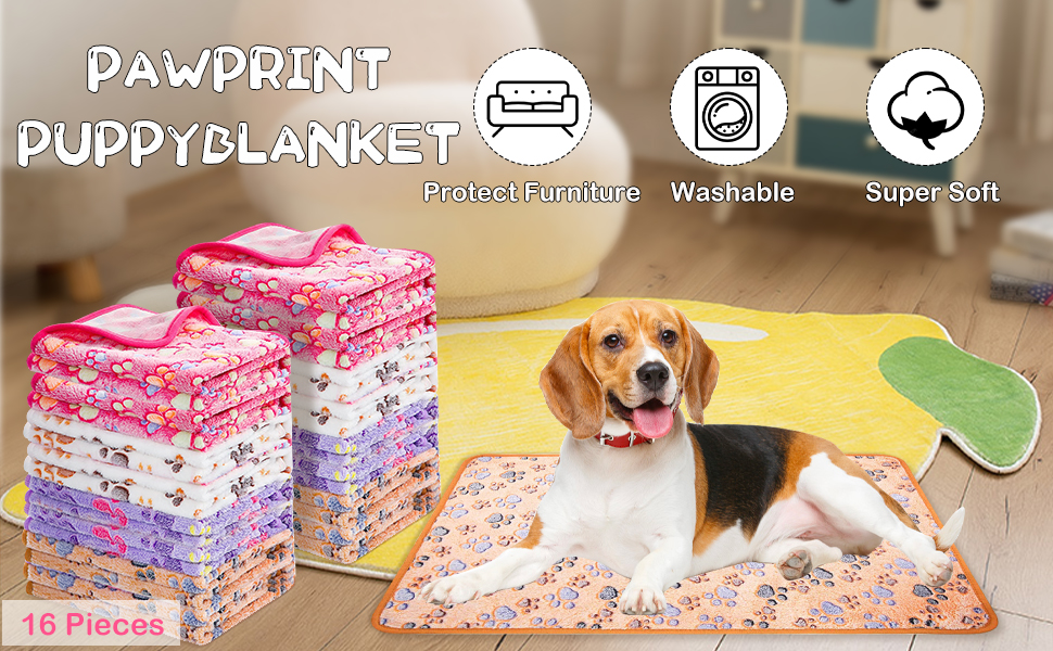 16 шт. ковдри для собак та котів, миючі, м'які, теплі, флісові, 60x40 см