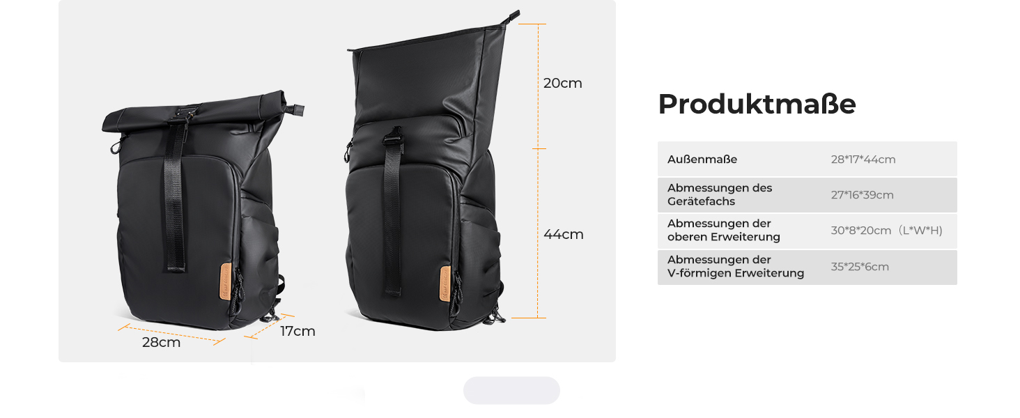 Рюкзак для камери K&F CONCEPT, водонепроникний, великий, з розширеним об'ємом, відділення для ноутбука 15.6 дюймів, для DSLR/SLR камер