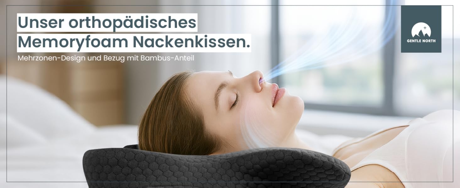 Ортопедична подушка для шиї при болях у шиї з високоякісної піни з пам'яті - Ергономічна подушка для шиї - Подушка для сну на боці, спині та животі - Праний чохол при 40°C (61 x 40 x12, Сірий)