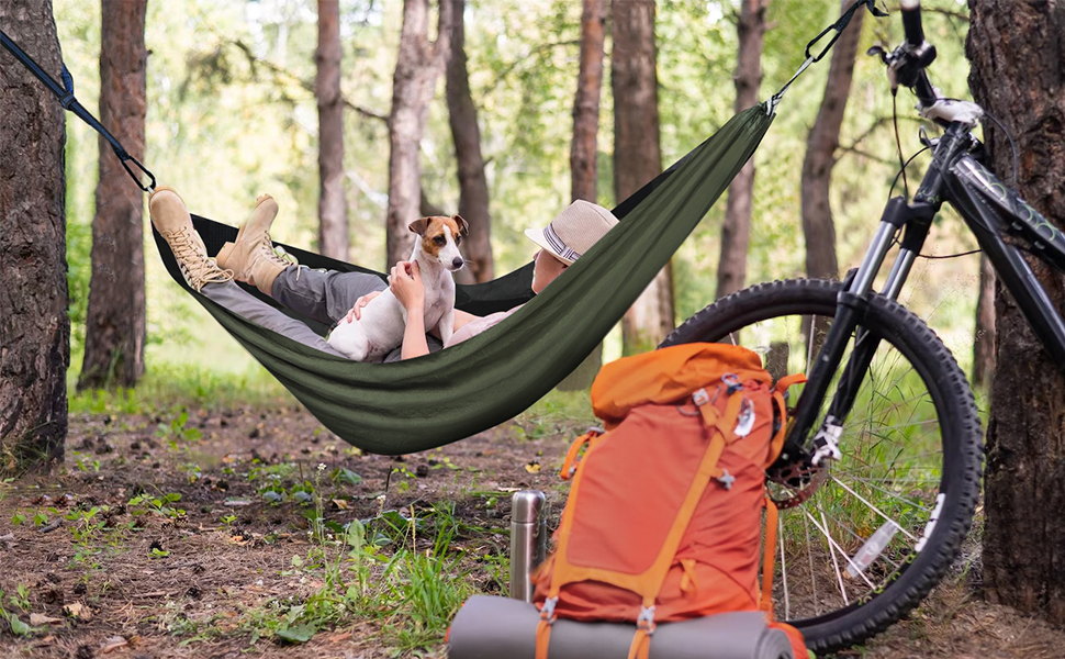 Гамак COVACURE вуличний з москітною сіткою для 2 осіб 270x140 см, вантажопідйомність 200 кг - легкий гамак для кемпінгу, саду, подорожей