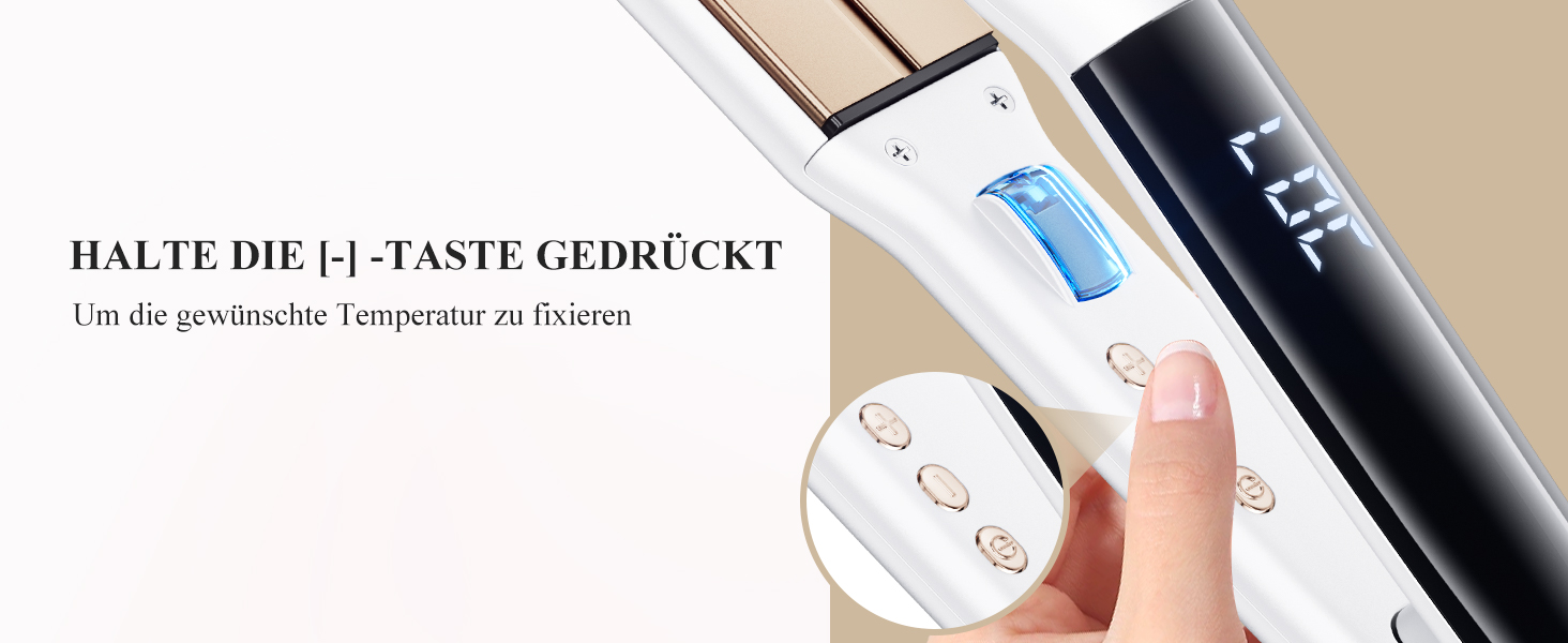 ANLAN 2-в-1 випрямляч та завивачка для волосся, професійний іонізатор, антистатичний, з червоним та інфрачервоним світлом, для гладкого та блискучого волосся, керамічне покриття 150-230°C, LCD-дисплей