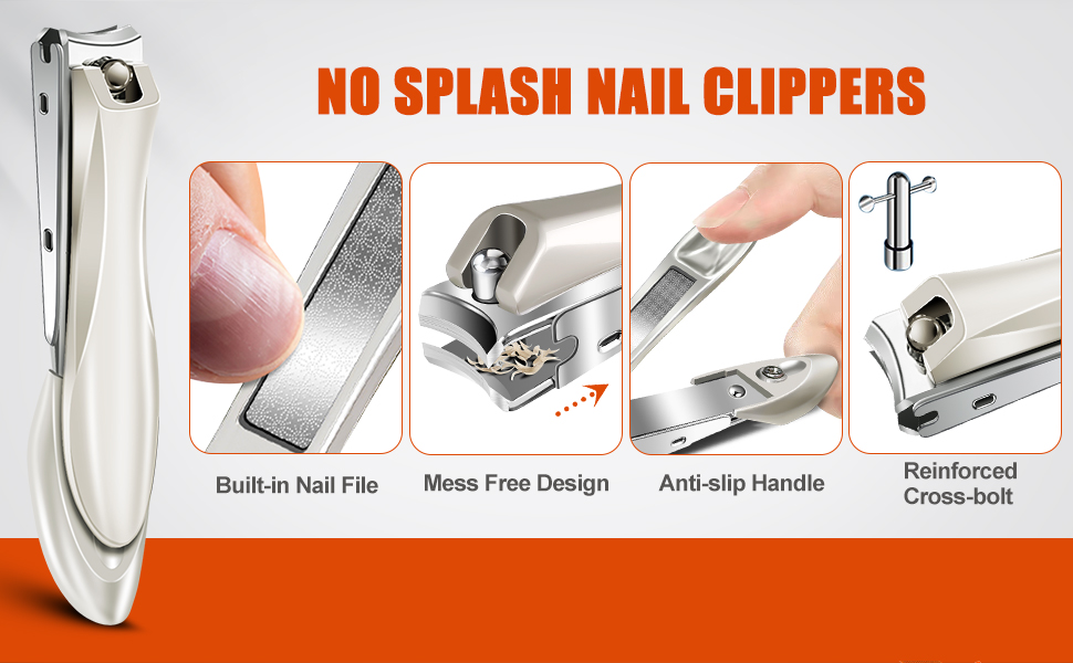 Кусачки для нігтів для літніх людей з широкими щелепами та довгою ручкою, кусачки для кутикули з кутовою головкою, для товстих нігтів, з контейнером для збору обрізків, подарунковий набір для чоловіків та жінок, чорні