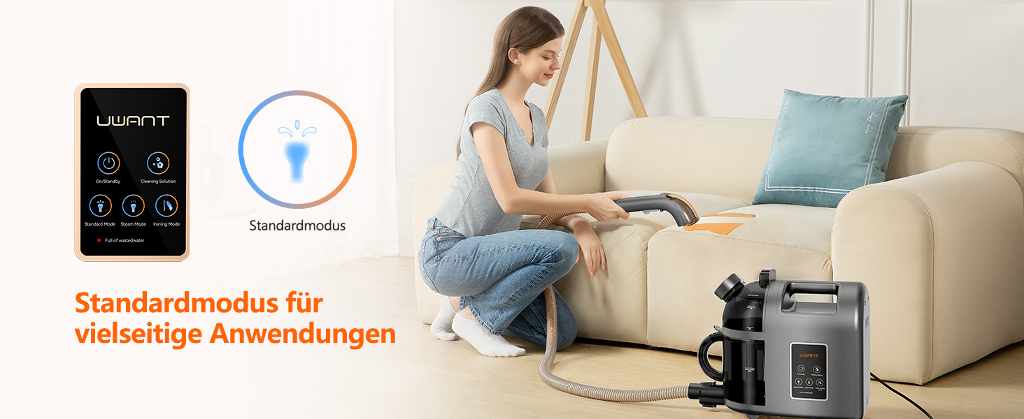 Пристрій для чищення м'яких меблів Uwant B200, 1900W, з функцією пароочищення | Для килимів, диванів, штор, одягу