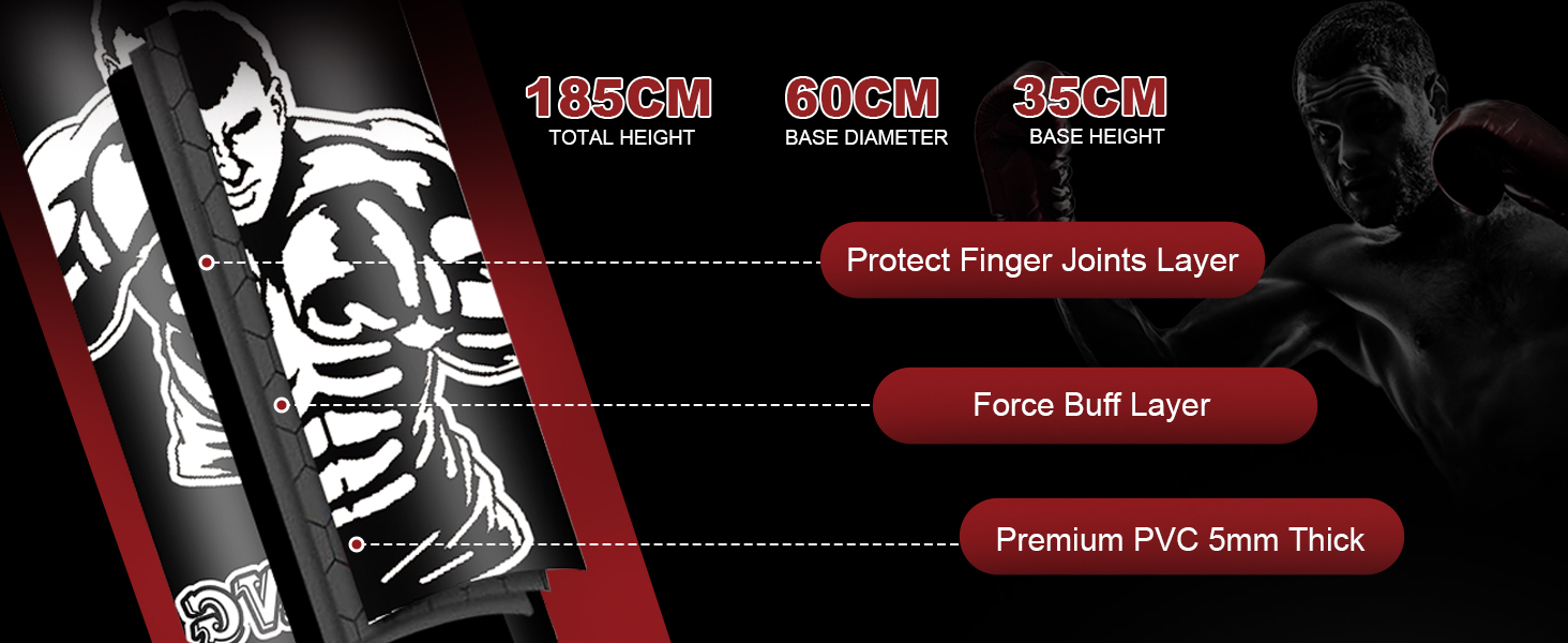 Боксерський мішок стоячий для дорослих, 180см. Міцний мішок для боксу, кікбоксингу, MMA, Муай Тай, фітнесу, таekwondo. Чорно-білий.