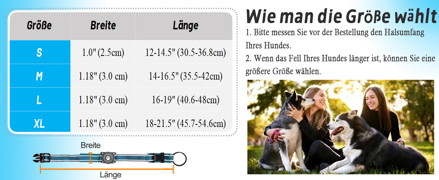 Світловідбиваючий нашийник для Apple AirTag для собак, регульований, водонепроникний, для малих, середніх та великих собак, L (32-43.5 см), фіолетовий