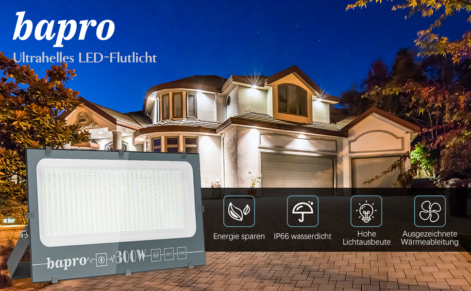 Світлодіодний прожектор Loyal 500W, 50000Лм, IP66, тепле біле світло 3000K, водонепроникний вуличний ліхтар для саду, гаража, під'їзду, дверей