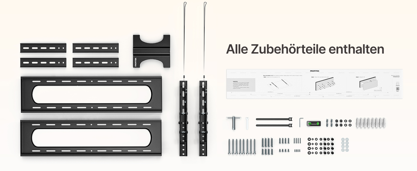 Кріплення для телевізора monTEK Heavy Duty, настінне кріплення для телевізорів 37-140 дюймів, до 136 кг, ультратонкий профіль 32 мм, сумісне з дерев'яними стійками 406/450/600 мм, VESA до 1200x800 мм, регульоване нахилом