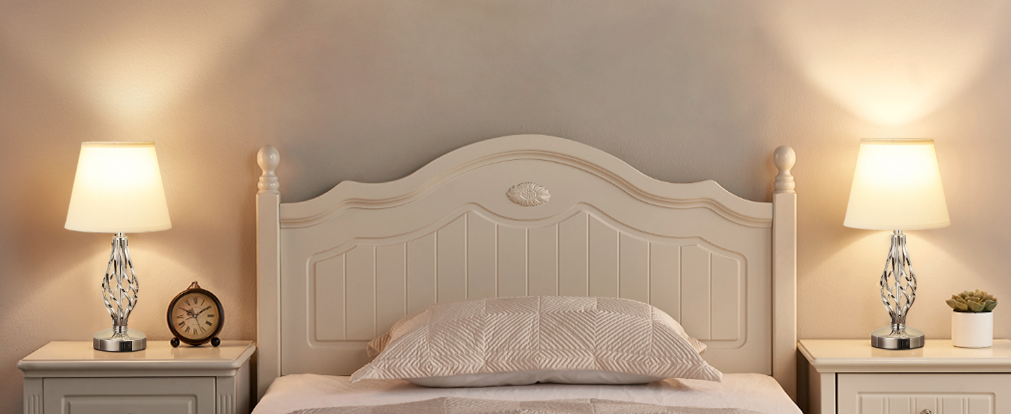 Настільна лампа Kakanuo 2 шт. з USB-портами (A+C), регульоване освітлення, сірий абажур, LED, для спальні, вітальні, офісу