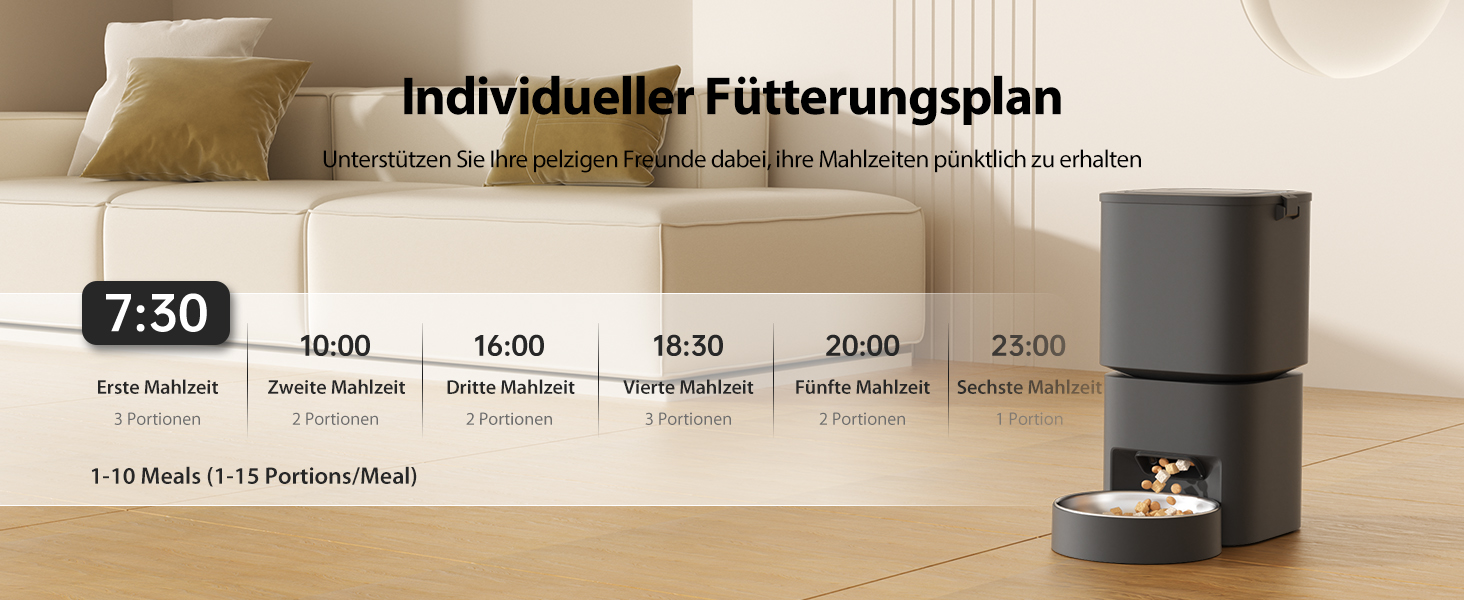 Автоматичний годівниця для котів та собак з Wi-Fi, 5L, керування через додаток, 1-10 прийомів їжі на день