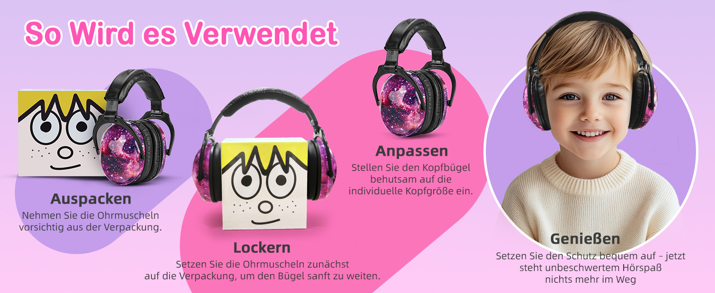 Навушники для захисту від шуму ZOHAN 030 для дітей 3-18 років (для аутизму), універсальний розмір, галактика+єдиноріг