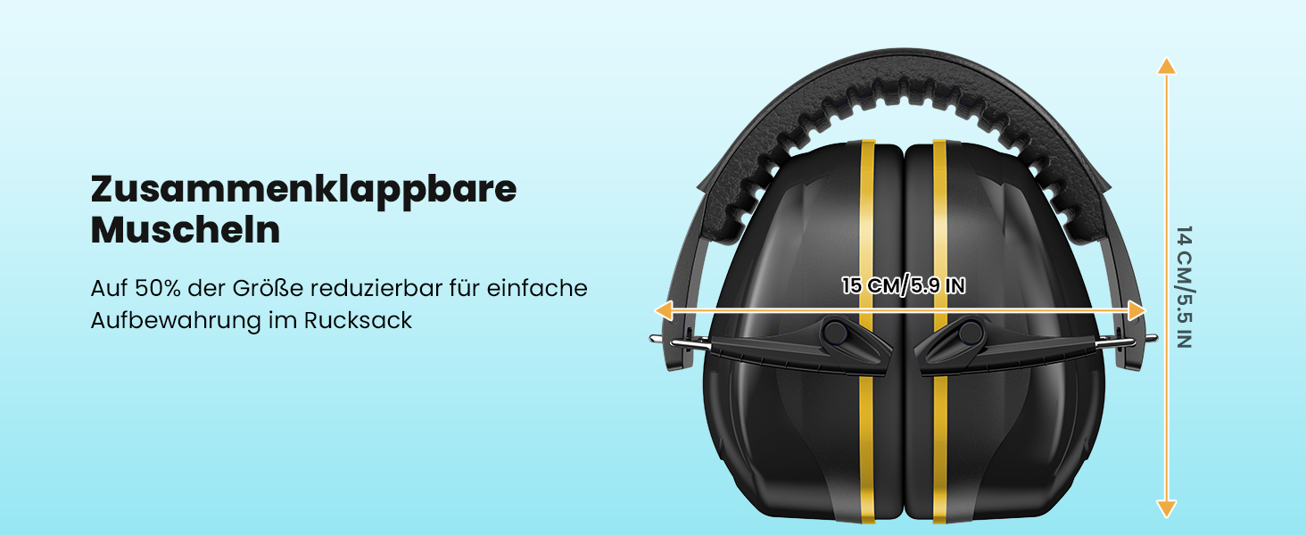 Захисні навушники Dr.meter SNR 31dB: комфортні та регульовані для дорослих, чорно-жовті