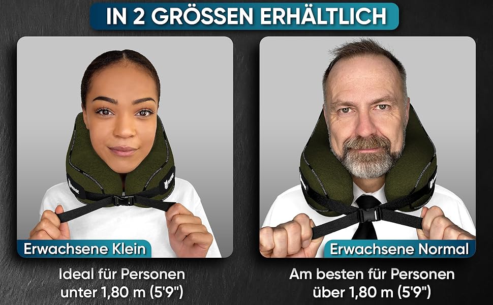 Подушка для шиї SNUGL з Memory Foam, регульована та миюча | Зручна подушка для подорожей на літаку, в авто та в дорогу | Подушка-шия, Neck Travel Pillow (доросла, маленька, оливковий)