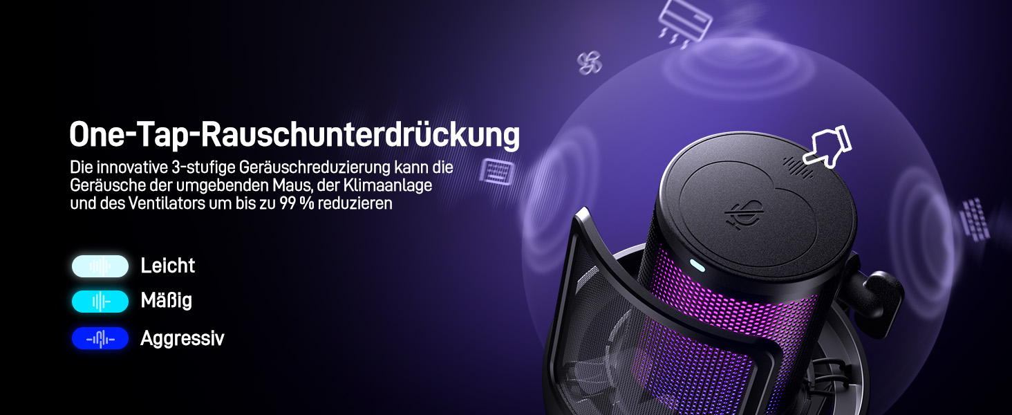 Мікрофон MAONO DM40 бездротовий для ПК з RGB підсвіткою та ШІ-зміною голосу, 3-рівнева шумоподавлення, для геймінгу, подкастингу та стрімінгу (чорний)