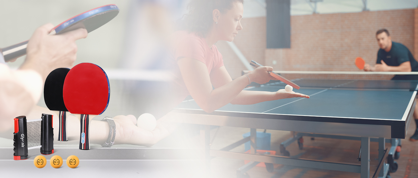 Набір для пінг-понгу Glymnis: портативний, з мережею, ракетками та м'ячами (3 зірки)