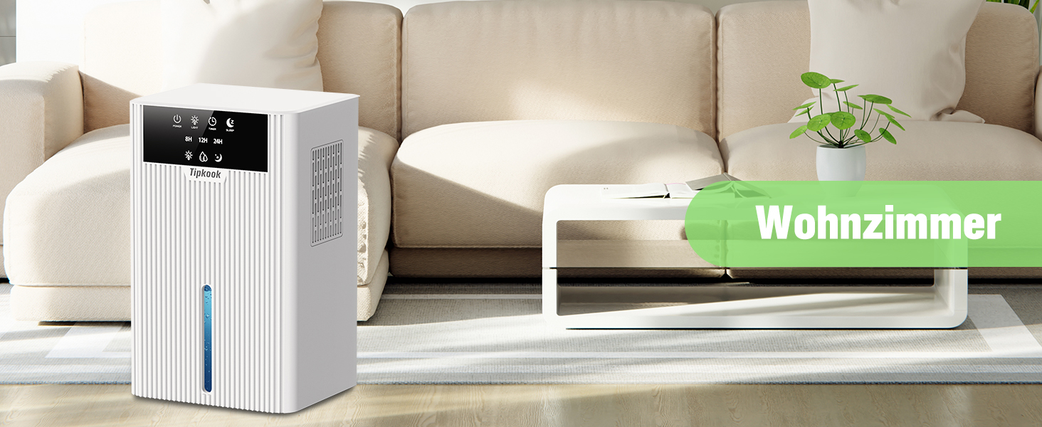 Електричний осушувач повітря 2400 мл з автоматичним відтаванням, 10 кольорів підсвічування, таймер 8/12/24 год, портативний для ванної, спальні, кухні, шафи (новий білий)