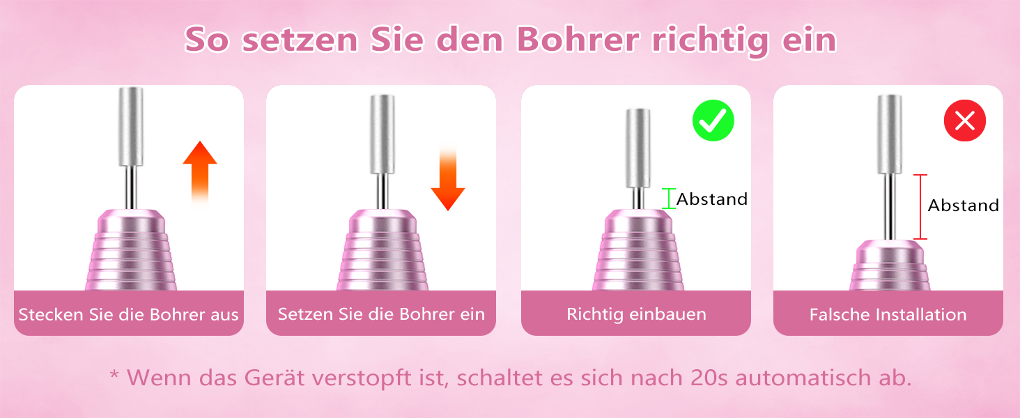 Електричний фрезер для нігтів Nagelfräser 45.000 об/хв - 14 в 1 для гелю, акрилу, манікюру та педикюру, 6 швидкостей, акумуляторний, рожеве золото