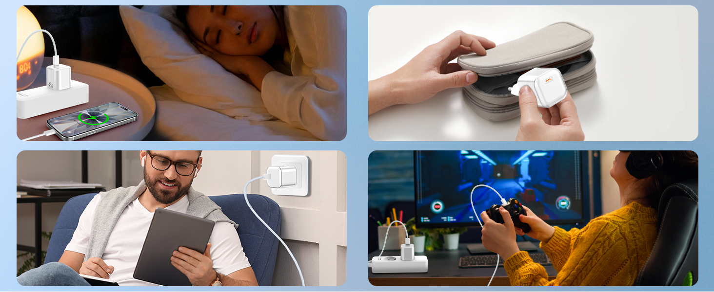 Зарядний пристрій USB-C YISH 45W з кабелем Type-C 60W: Швидка зарядка, PD 3.0, адаптер живлення для смартфонів та планшетів