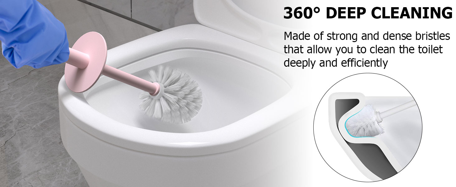 Набір для чищення унітазу Rose: 2 шт. щітки з зручним пластиковим руків'ям та м'якою щетиною, 4 насадки, ергономічний дизайн, для ванної кімнати та туалету