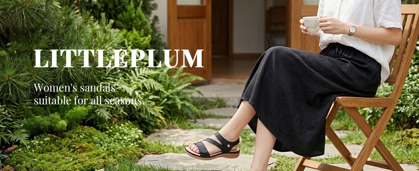 Жіночі сандалі Littleplum літні повсякденні з підтримкою склепіння стопи, чорні, 38 EU