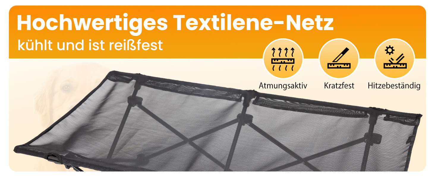 КінгКемп лежанка для собак, піднята лежанка для домашніх тварин, лежанка для собак на відкритому повітрі, чорна, 57 x 57 x 23 см (126 x 66 x 33 см)