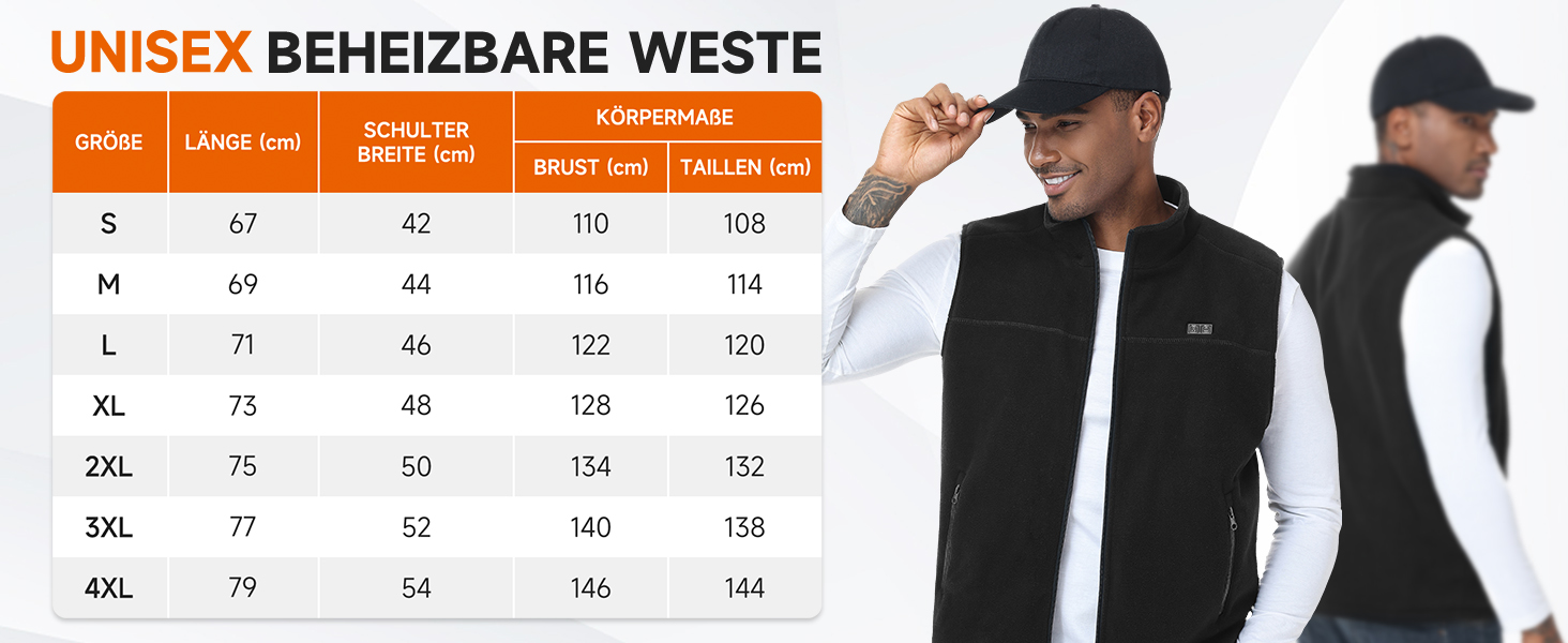 Обогреваемая жилетка LABCOOL для мужчин и женщин - жилетка з мікрофлісу з 6 зонами нагріву та 3 рівнями температури - USB-живлення з Powerbank 10000mAh - можна прати в пральній машині, чорний, розмір M