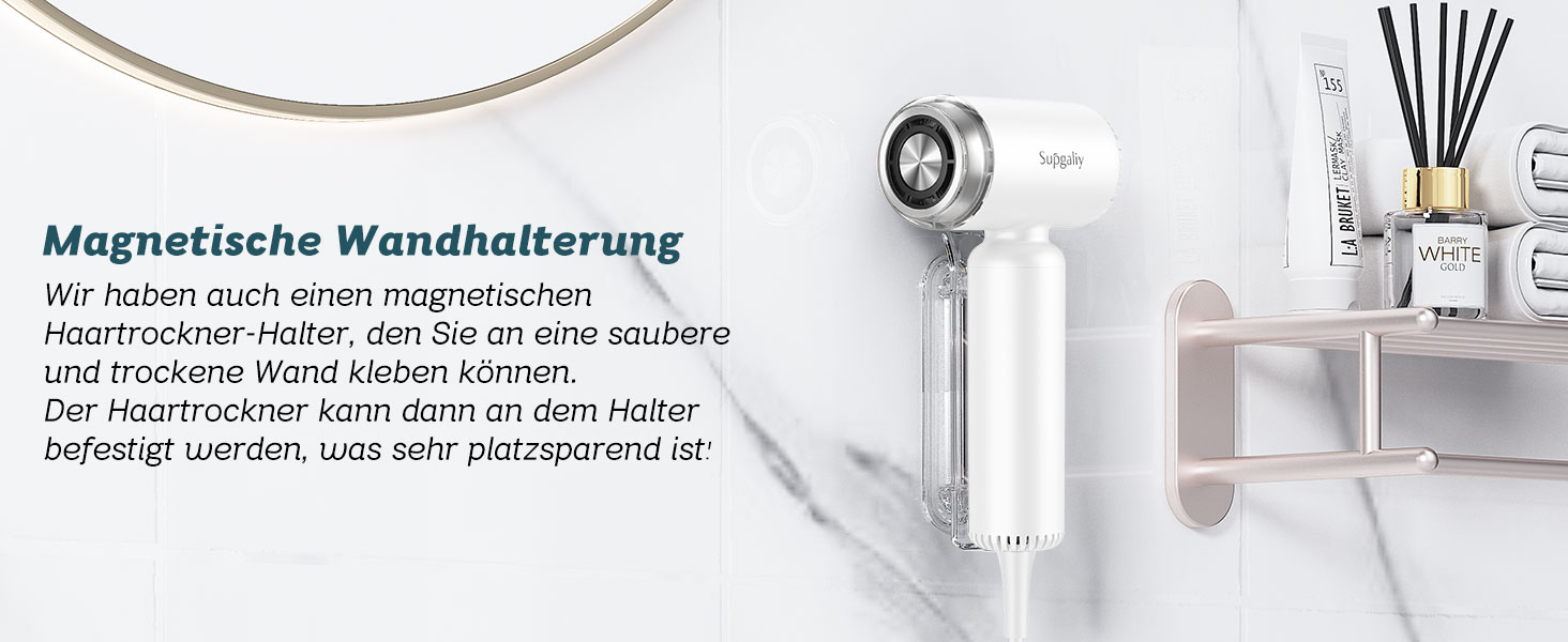 Подорожній фен з дифузором, легкий та компактний 1500W, Supgaliy Mini Іонний фен (290г, суперлегкий, 2 аксесуари для укладки, 4 температурні режими, 2 швидкості повітря)