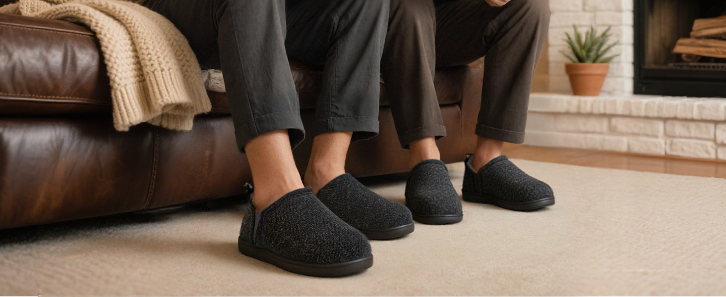 Чоловічі халапи з штучної вовни Snug Leaves з піною Memory Foam, антиковзаючі, теплі, з штучним Sherpa, з еластичними вставками (46/47 EU, темно-синій)