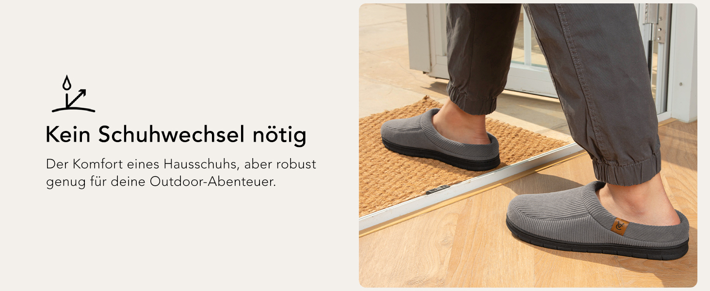 Чоловічі мокасини VeraCosy для дому з піною Memory Foam, зимові пантофлі, сірий колір, розмір 42/43 EU
