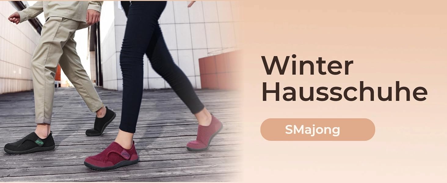 SMajong Теплі домашні тапочки для чоловіків та жінок. Зручні, неслизькі, легкі, з повним закриттям, з фетру. Для дому та вулиці. Розміри 36-46. Колір: червоний.