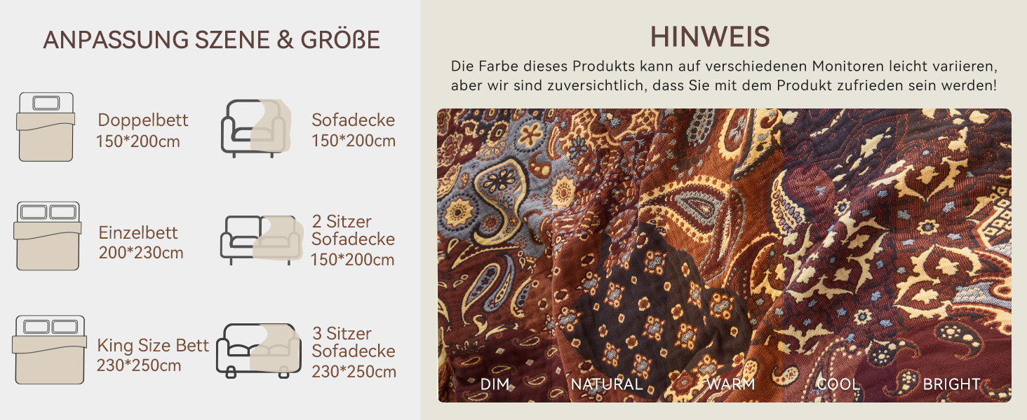 Плед Boho Softexly з 100% бавовни – двосторонній мусліновий плед 150x200 см, м'який плед на диван та ковдра на ліжко, естетичний дизайн, ідеально для вітальні та спальні, помаранчево/блакитний (150 x 200 см, візерунок Пайслі)