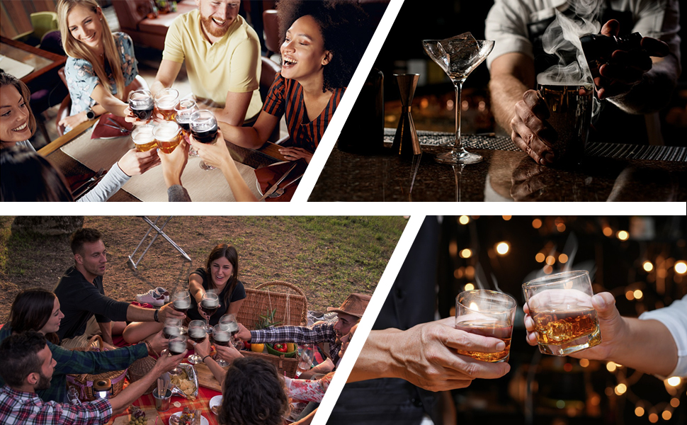 Портативний електричний димогенератор для віскі - багатофункціональний набір для коктейлів з 6 дерев'яними трісками (без бутану) з вбудованим запальничкою