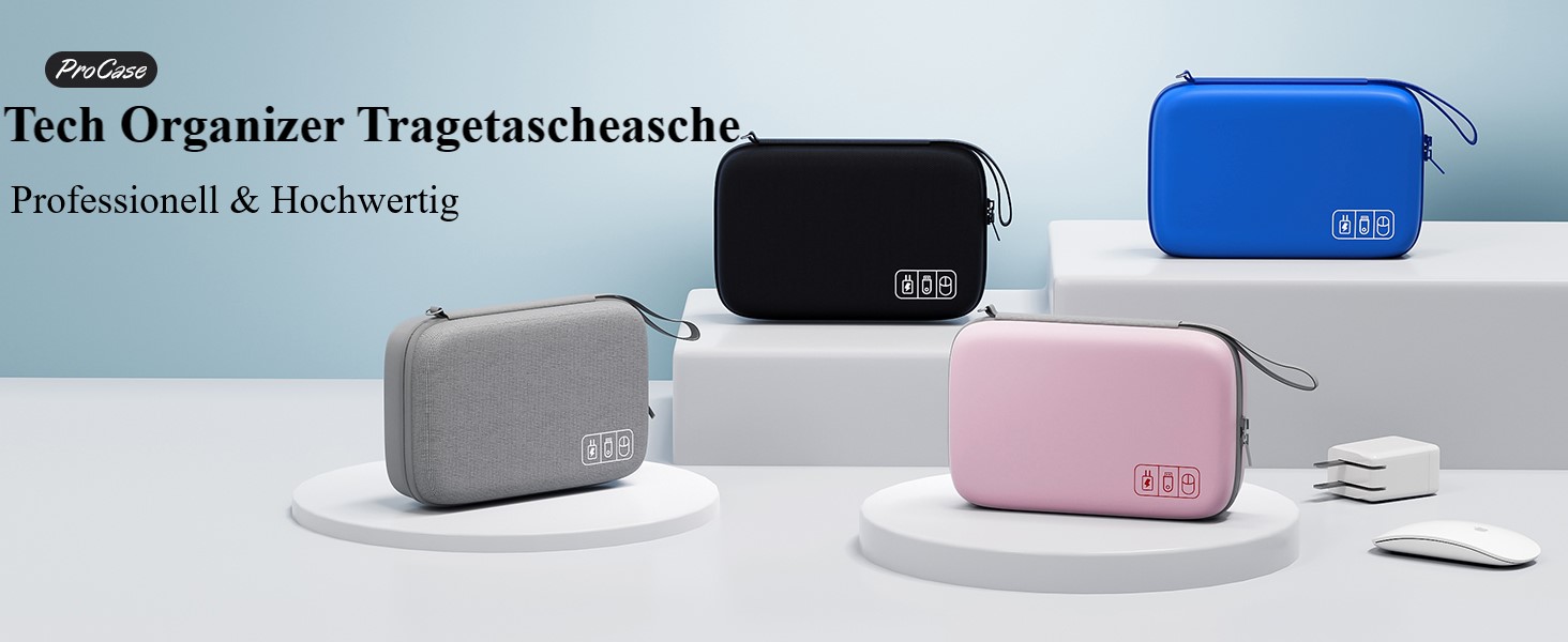 Органайзер для аксесуарів ProCase: кейс для кабелів, адаптерів, USB-накопичувачів та іншого електроніки (чорний)