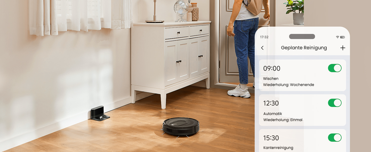 Робот-пилосос Vexilar W7 3-в-1 з функцією миття, потужність 4000Pa, 120 хв роботи, керування через додаток/пульт, для тварин, килимів та твердих поверхонь