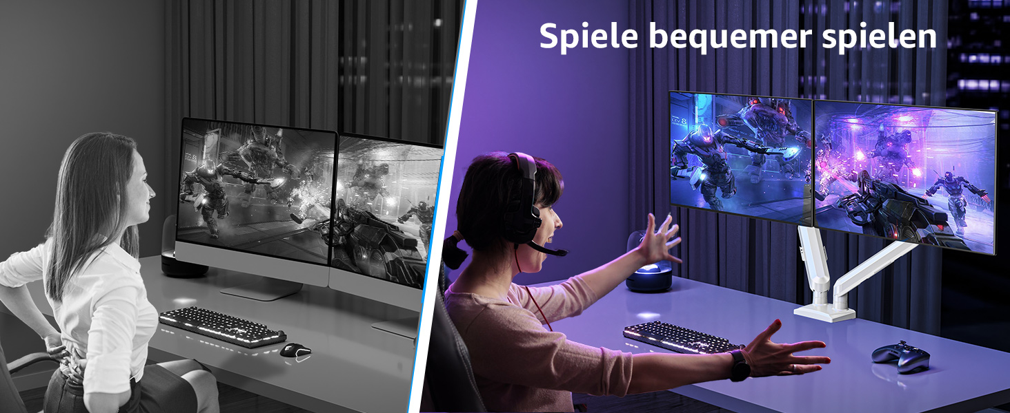 Кріплення для монітора ELIVED EV6012W: підставка для 2 моніторів (13-32 дюйми, 2-9 кг, VESA 75/100mm, регульована, білий)