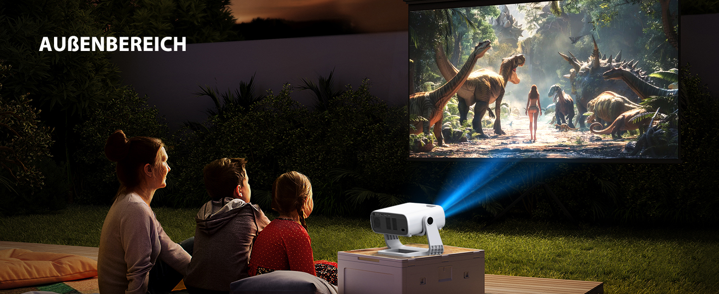 Розумний проєктор Beamer Full HD 1080P, 25000 люменів, Android 11, вбудовані додатки, 4D корекція трапеції, WiFi 6 & BT 5.2, проєктор для домашнього кіно 4K з поворотним підставою 120°, сумісний з iOS/Android/Laptops, чорний