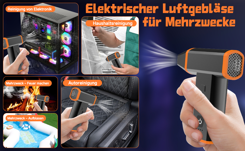 Електричний пилосос для чищення ПК, ноутбука та офісних пристроїв, 130000 об/хв, акумулятор 5000 mAh, портативний, з сумкою