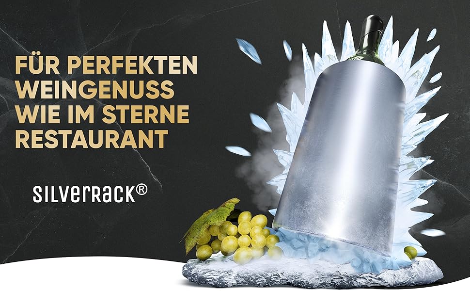 Охолоджувач для вина SilverRack з нержавіючої сталі - для пляшок вина, шампанського та напоїв. Компактний охолоджувач для вина на відкритий простір