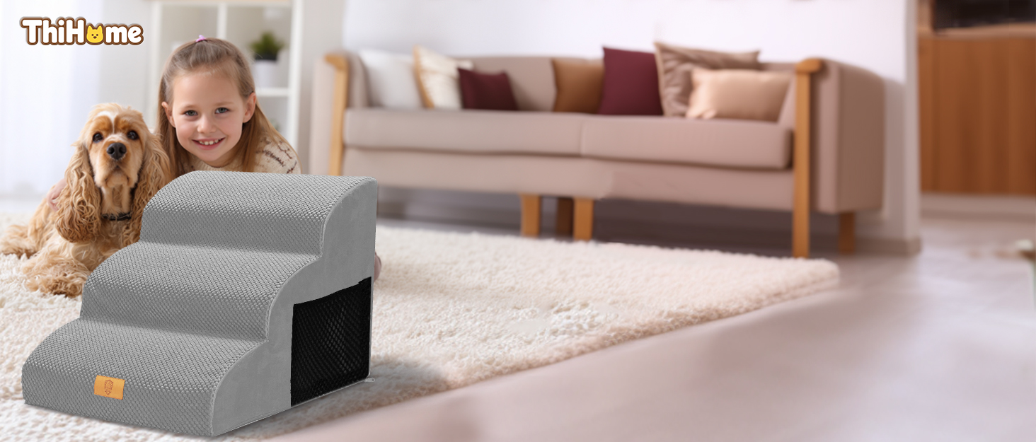 Сходинки для собак маленьких порід, 3 сходинки, 40 см, чорного кольору. Зручні та миючі сходи для собак, з неслизьким покриттям, для доступу до ліжка та дивану