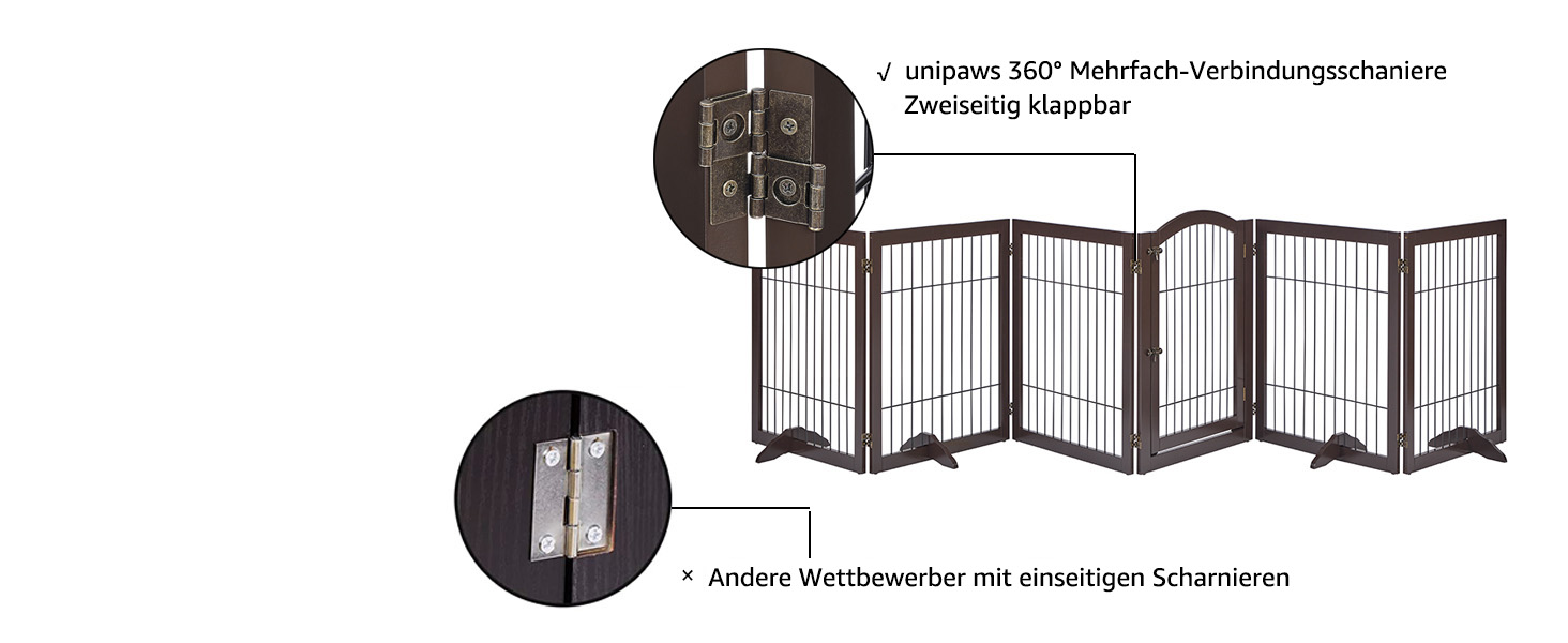 Захисний бар'єр для каміну Unipaws, огорожа для собак, портативне металеве перегородження, захист від сходів без свердління, 6 панелей, білий (Espresso)