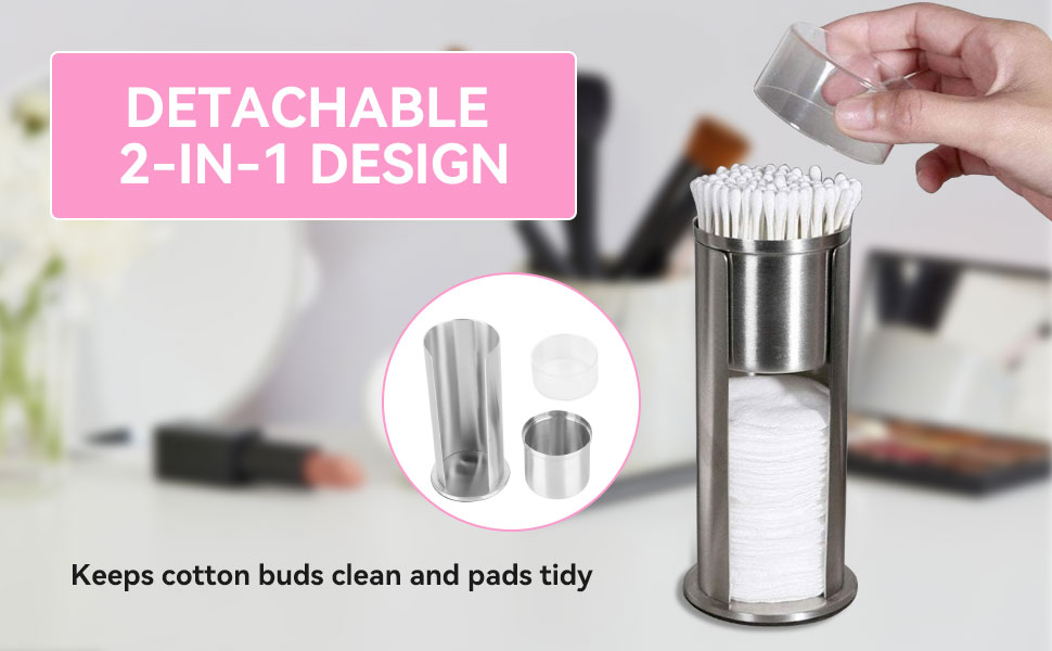 Спондисер для ватних дисків з кришкою, тримач для ватних паличок, контейнер для вати, органайзер для косметики з нержавіючої сталі