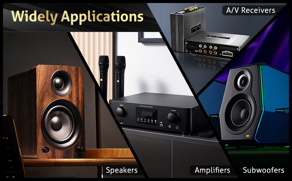 Акустичний кабель UCINNOVATE HiFi OFC 14AWG, 3м, з позолоченими роз'ємами (банановий штекер — Y-подібний затискач), 2 шт. для підсилювача та колонок