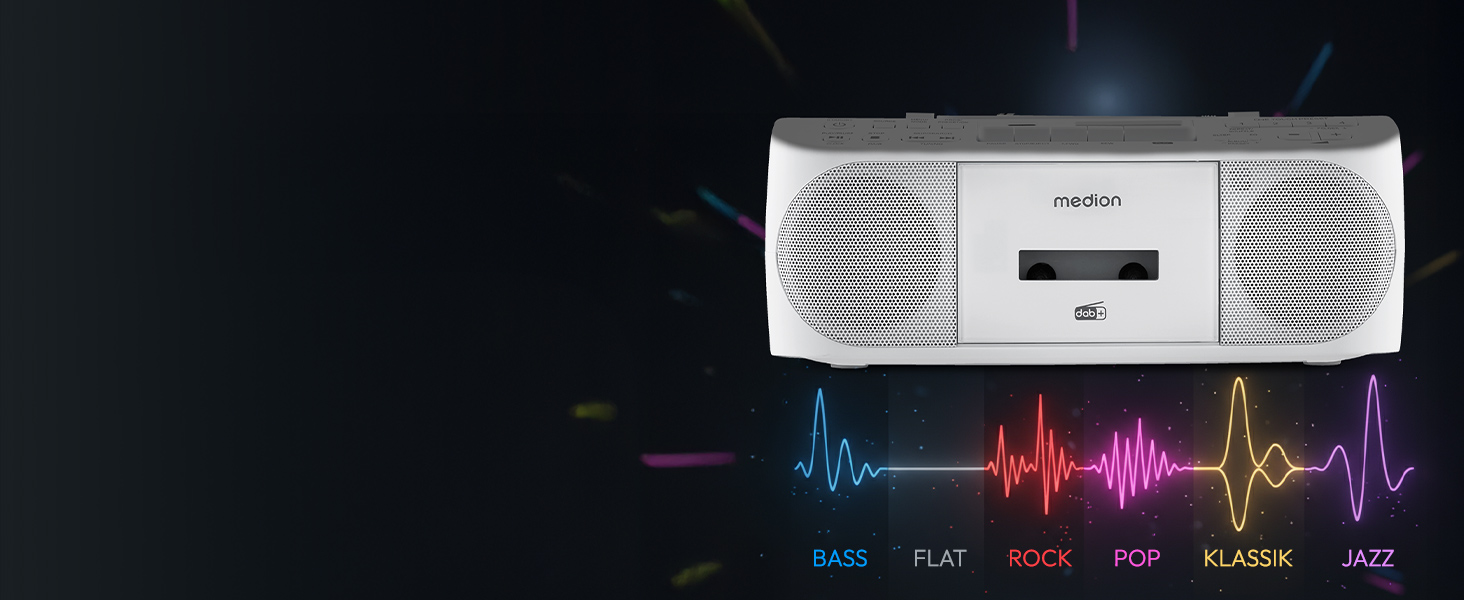 MEDION DRX-1 Plus Boombox: радіо DAB+, Bluetooth, CD-плеєр, MP3, касетний, AUX, зелений