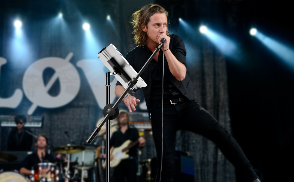 Алюмінієва підставка для iPad з мікрофонним кріпленням Elitehood, чорна