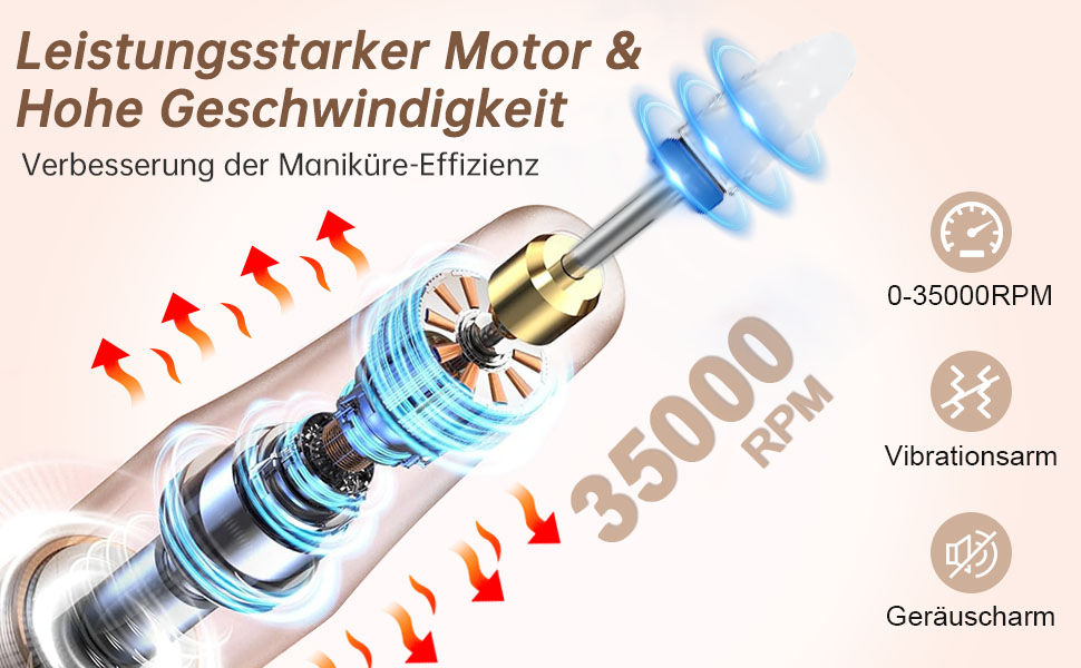 Електричний фрезер для нігтів Kredioo 11 в 1 з LED дисплеєм, 35000 об/хв, для манікюру та педикюру (манікюрний фрезер)