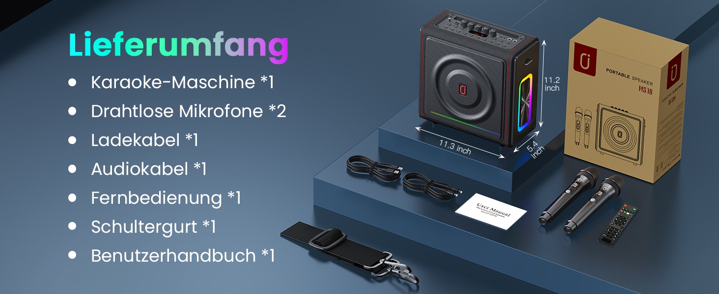 Караоке машина з 2 мікрофонами, портативна Bluetooth колонка з підсвіткою, FM, USB, TF, AUX, TWS, для дорослих та дітей, MS78