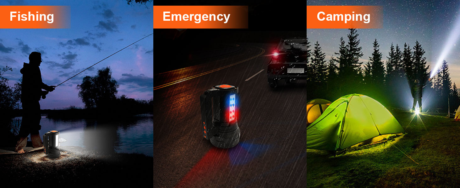 ERAY LED ліхтар-прожектор 11000 лм, акумулятор 9600 мАг, 6 режимів, водонепроникність IPX4, Power Bank, для кемпінгу, туризму, надзвичайних ситуацій, активного відпочинку