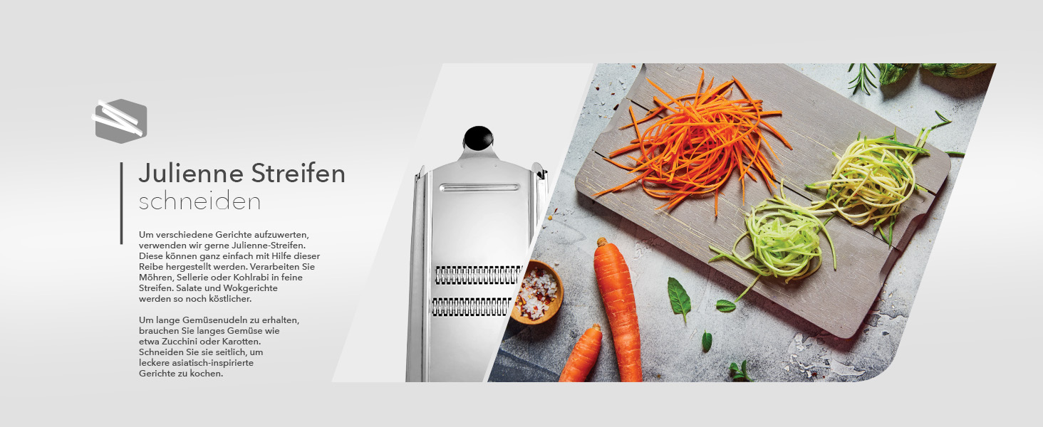 Кухонна терка Börner Combi Chef з контейнером, нержавіюча сталь, 4 насадки — для сиру, овочів, цедри