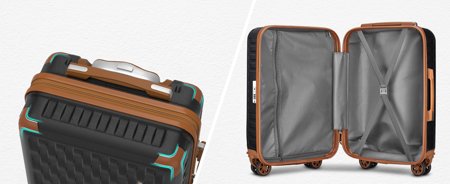 Набір валіз Melalenia 7шт з жорстким корпусом, легкий, на 4 колесах, з TSA-замком. Включає косметичку, сумку для подорожей та кулькову сумку. Чорний колір.